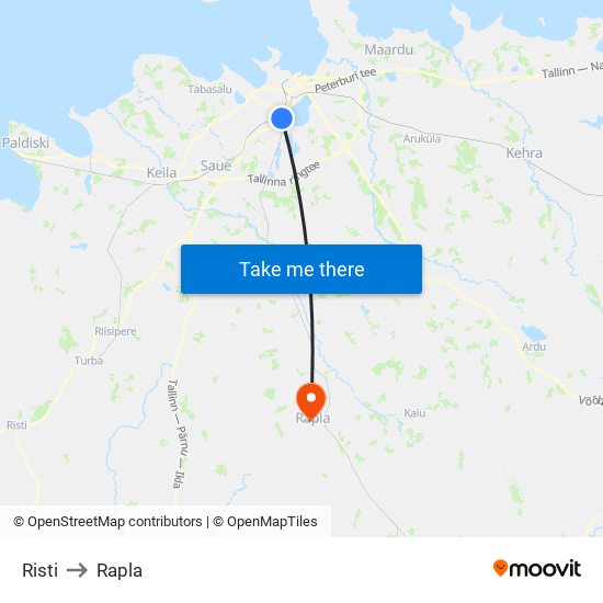 Risti to Rapla map