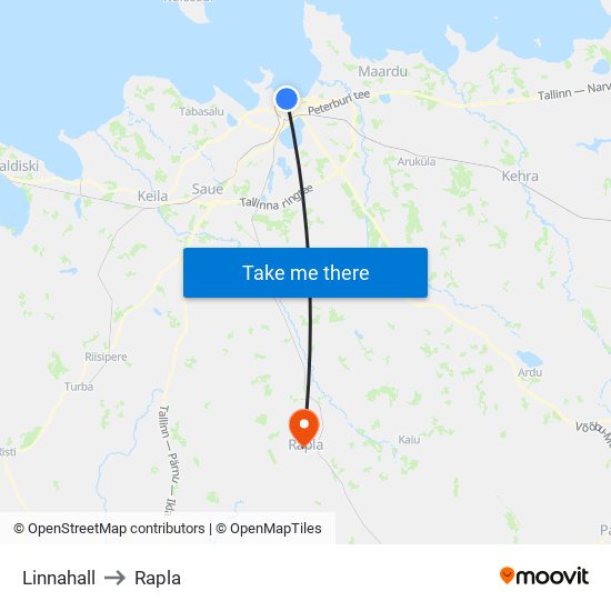 Linnahall to Rapla map