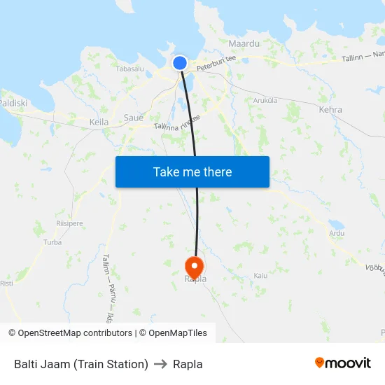 Balti Jaam (Train Station) to Rapla map
