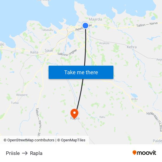 Priisle to Rapla map