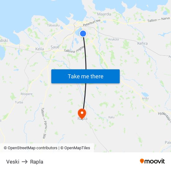 Veski to Rapla map