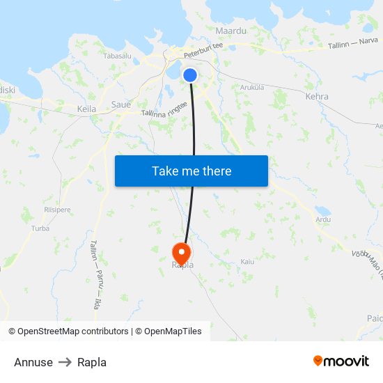 Annuse to Rapla map