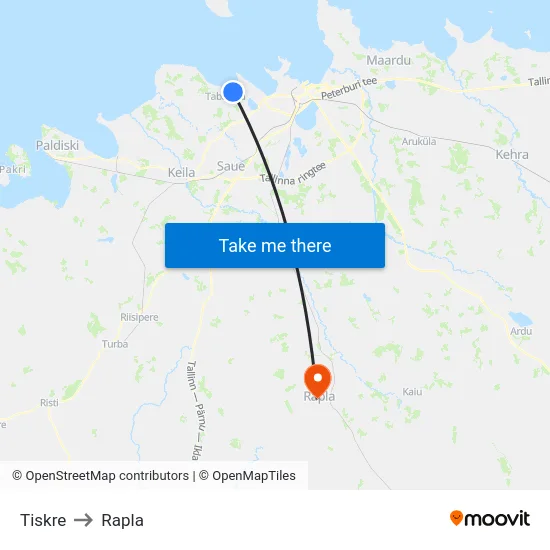 Tiskre to Rapla map