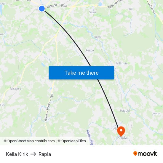 Keila Kirik to Rapla map