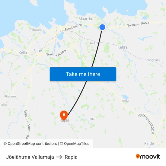 Jõelähtme Vallamaja to Rapla map