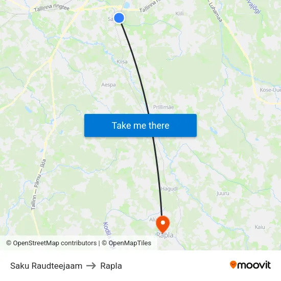 Saku Raudteejaam to Rapla map