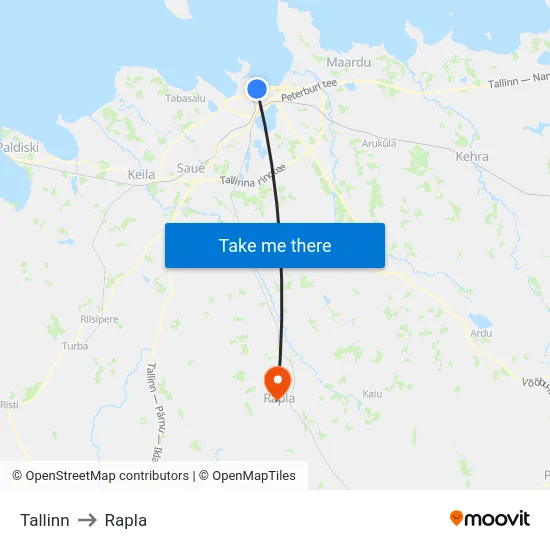 Tallinn to Rapla map