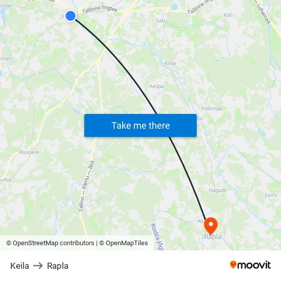 Keila to Rapla map
