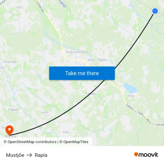 Mustjõe to Rapla map
