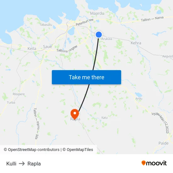 Kulli to Rapla map