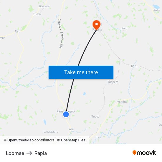 Loomse to Rapla map