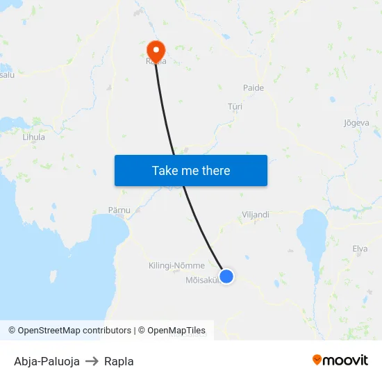 Abja-Paluoja to Rapla map