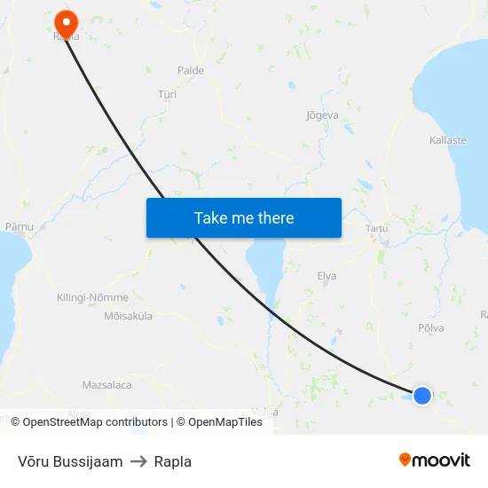 Võru Bussijaam to Rapla map