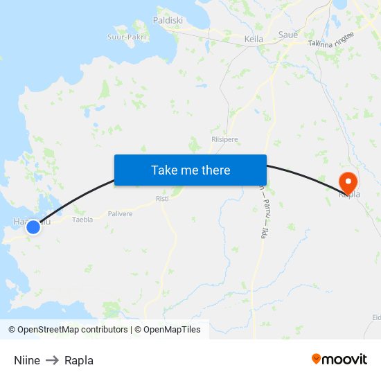 Niine to Rapla map