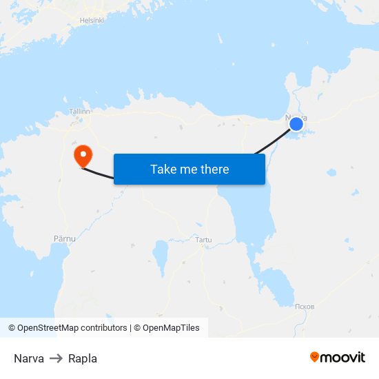 Narva to Rapla map