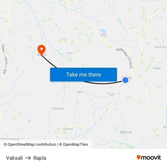 Vaksali to Rapla map