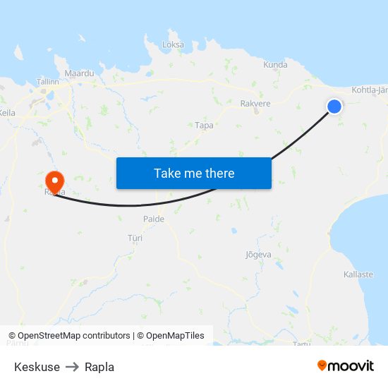 Keskuse to Rapla map