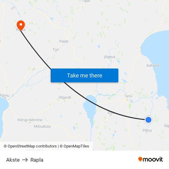 Akste to Rapla map