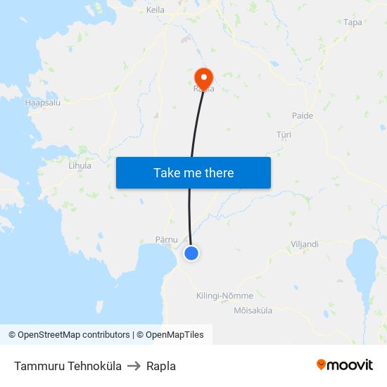 Tammuru Tehnoküla to Rapla map