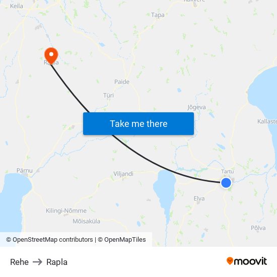 Rehe to Rapla map