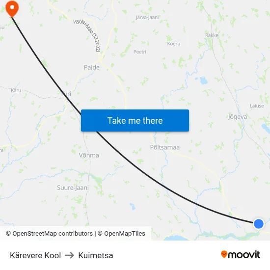 Kärevere Kool to Kuimetsa map