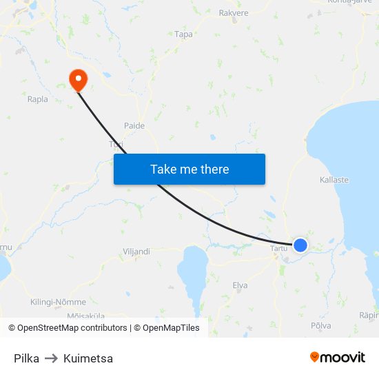 Pilka to Kuimetsa map