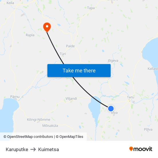 Karuputke to Kuimetsa map