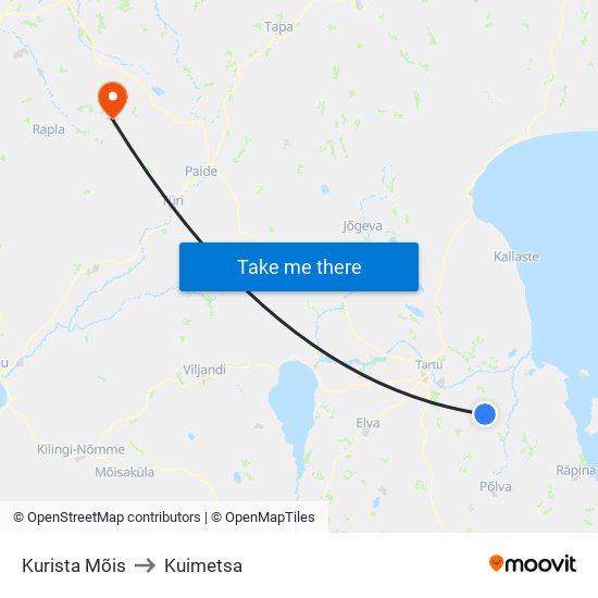 Kurista Mõis to Kuimetsa map