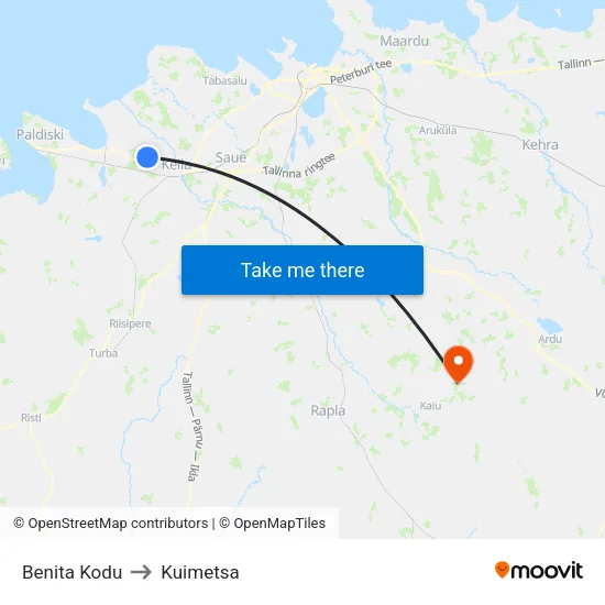 Benita Kodu to Kuimetsa map