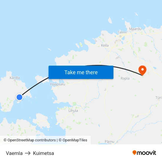 Vaemla to Kuimetsa map