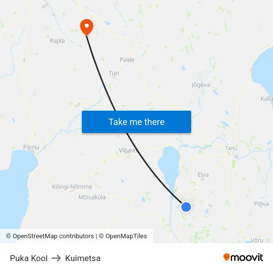 Puka Kool to Kuimetsa map