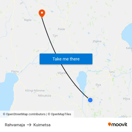 Rahvamaja to Kuimetsa map