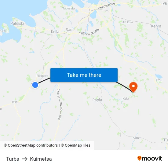 Turba to Kuimetsa map