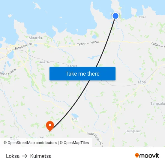 Loksa to Kuimetsa map