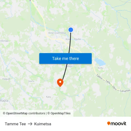 Tamme Tee to Kuimetsa map
