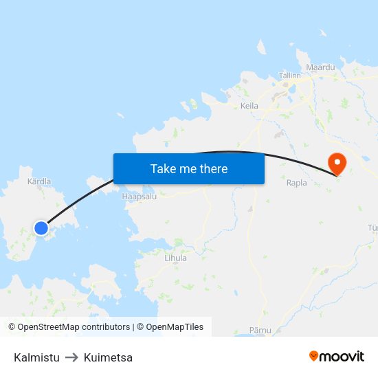 Kalmistu to Kuimetsa map