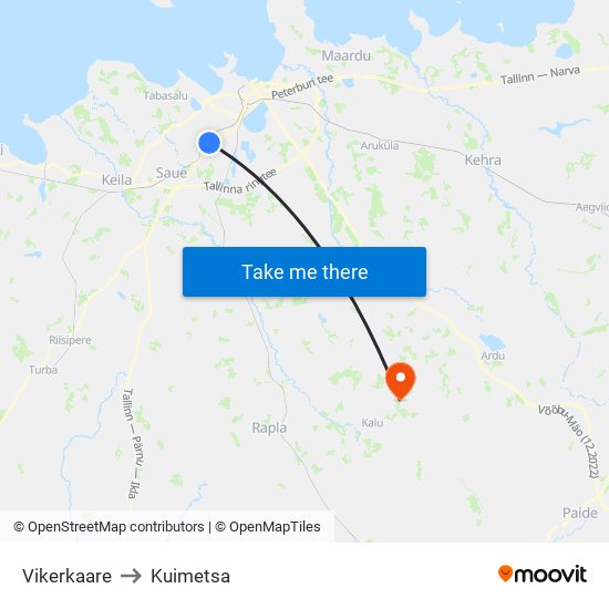 Vikerkaare to Kuimetsa map