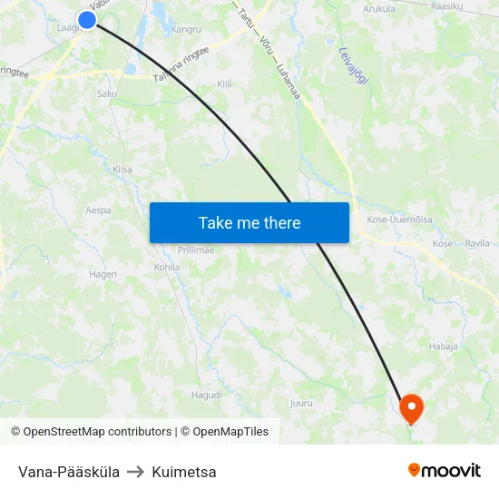 Vana-Pääsküla to Kuimetsa map