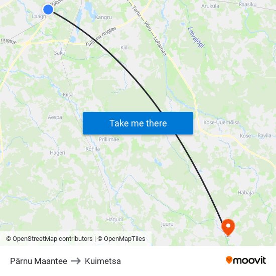 Pärnu Maantee to Kuimetsa map
