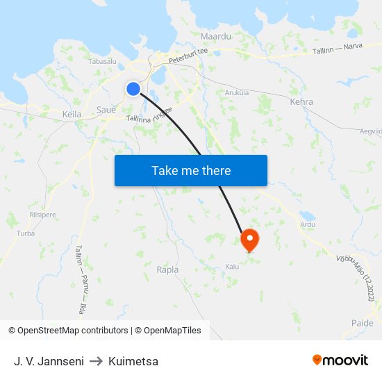 J. V. Jannseni to Kuimetsa map