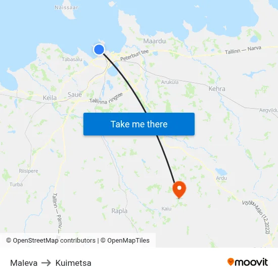 Maleva to Kuimetsa map