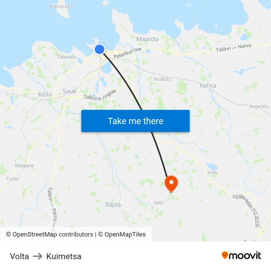Volta to Kuimetsa map