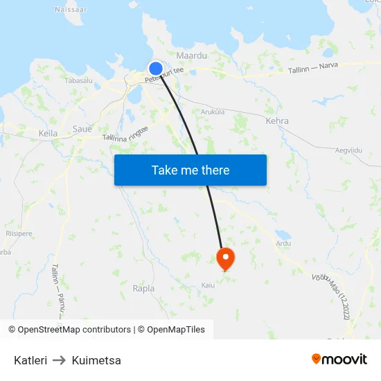 Katleri to Kuimetsa map