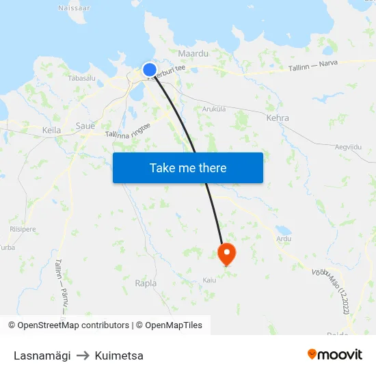 Lasnamägi to Kuimetsa map