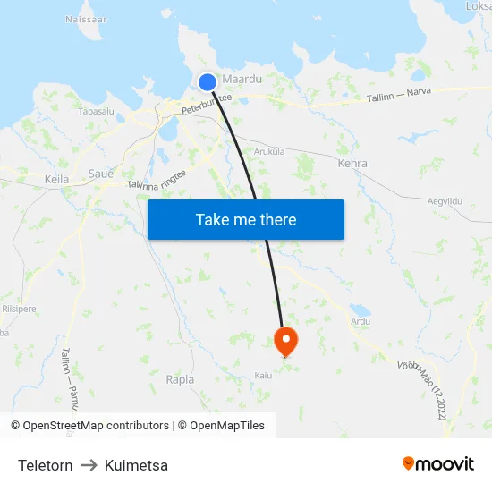 Teletorn to Kuimetsa map