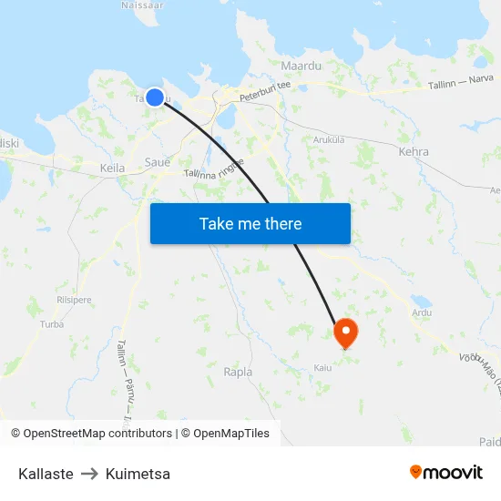 Kallaste to Kuimetsa map