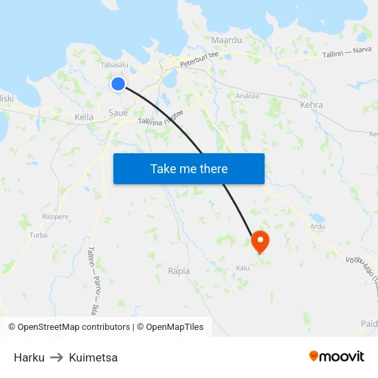 Harku to Kuimetsa map