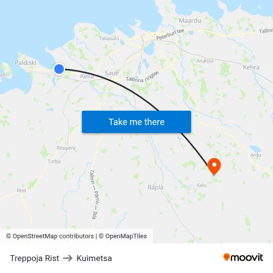 Treppoja Rist to Kuimetsa map