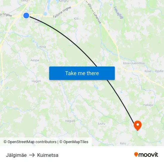 Jälgimäe to Kuimetsa map