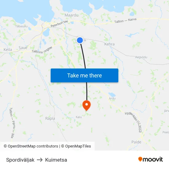 Spordiväljak to Kuimetsa map